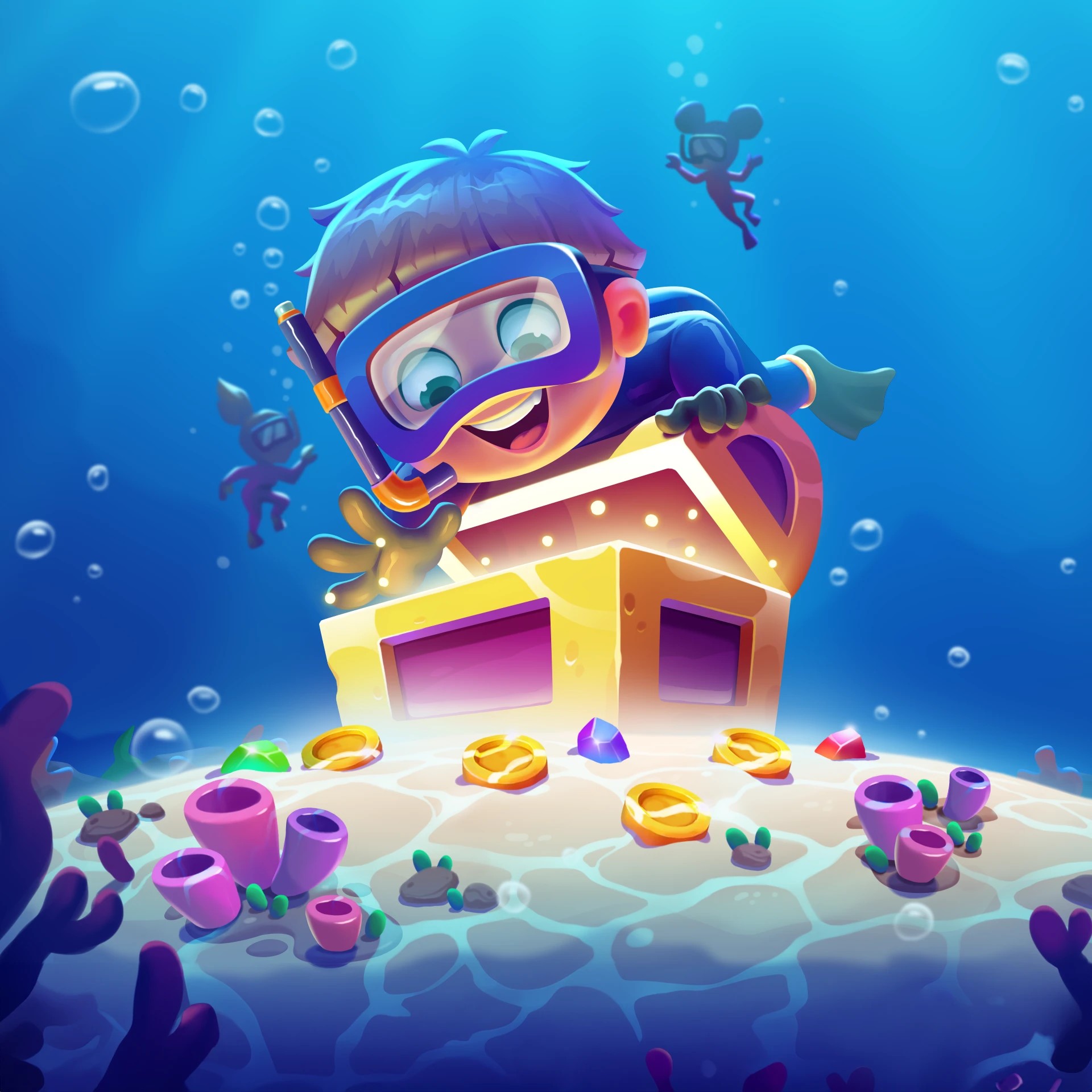 Image Showing Banner Of Helping the scuba divers find treasure In New Treasure Tales Bingo Room